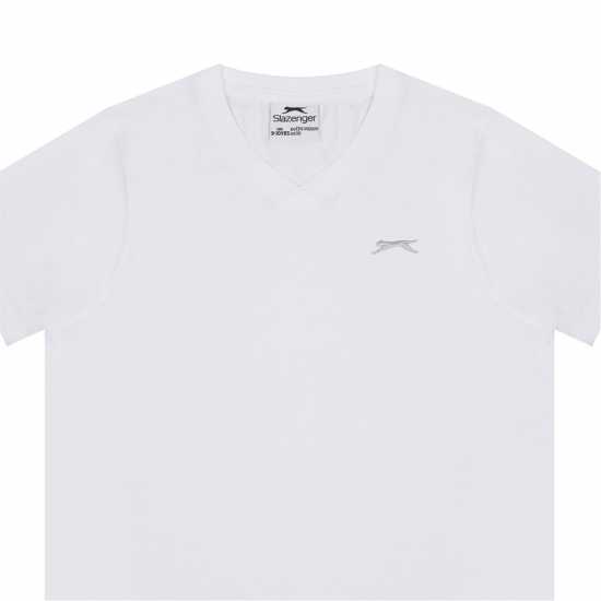 Slazenger Тениска Момчета V Neck T Shirt Junior Boys Бяло Детски тениски и фланелки