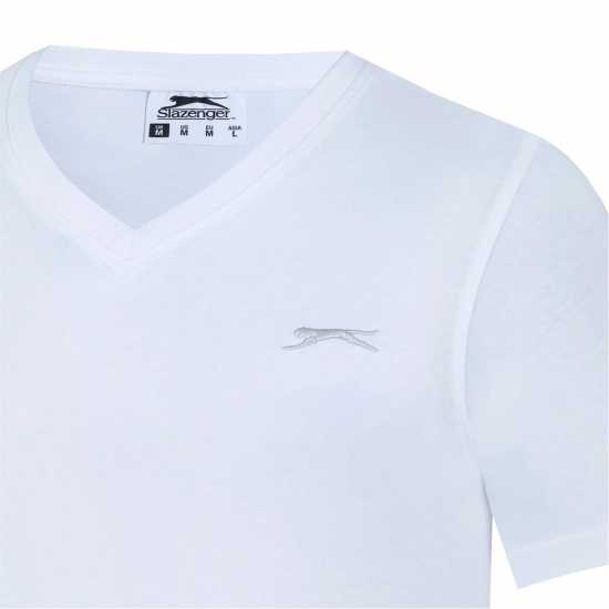 Slazenger Мъжка Тениска V Neck T Shirt Mens White Мъжко облекло за едри хора