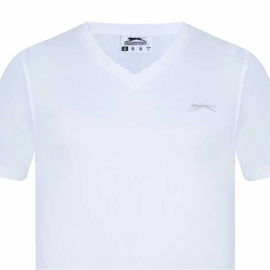 Slazenger Мъжка Тениска V Neck T Shirt Mens White Мъжко облекло за едри хора