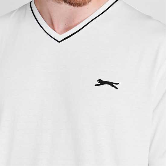 Мъжки тениски и фланелки Slazenger Мъжка Тениска V Neck T Shirt Mens Бяло Slazenger Мъжка Тениска V Neck T Shirt Mens Бяло Мъжки тениски и фланелки