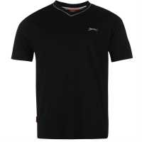 Slazenger Мъжка Тениска V Neck T Shirt Mens Черно Мъжко облекло за едри хора