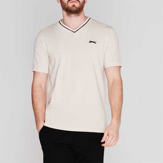 Slazenger Мъжка Тениска V Neck T Shirt Mens Овес Мъжки тениски и фланелки