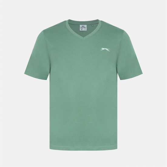 Slazenger Мъжка Тениска V Neck T Shirt Mens Light Green 
