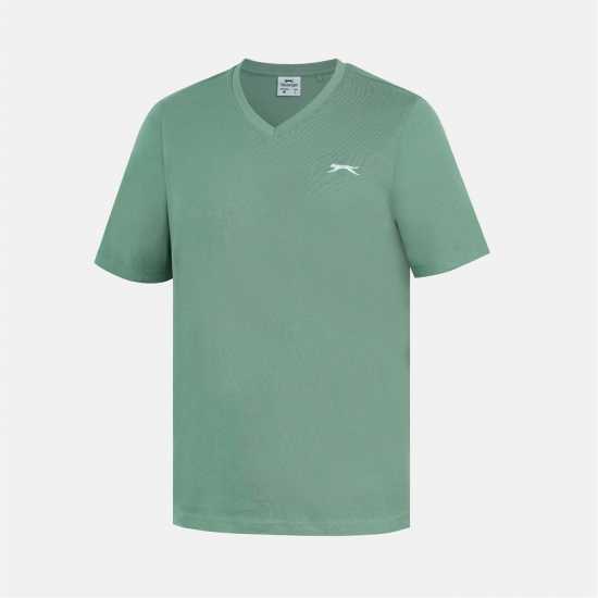 Slazenger Мъжка Тениска V Neck T Shirt Mens Light Green 