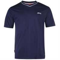 Slazenger Мъжка Тениска V Neck T Shirt Mens Морска синьо Мъжко облекло за едри хора