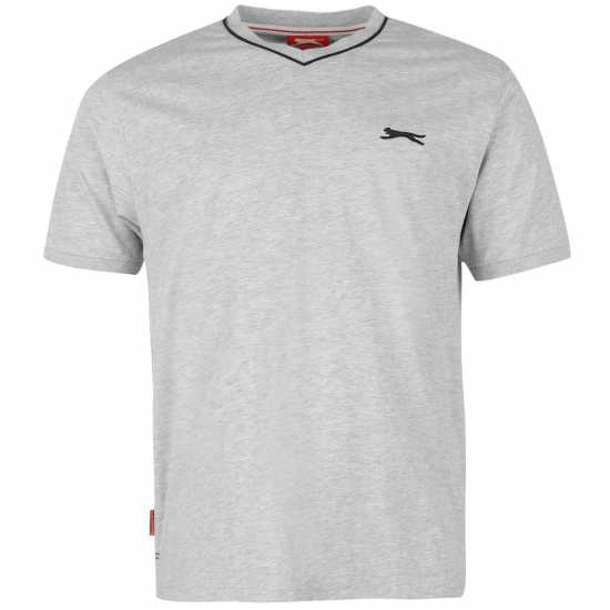Slazenger Мъжка Тениска V Neck T Shirt Mens Сив марл Мъжки тениски и фланелки