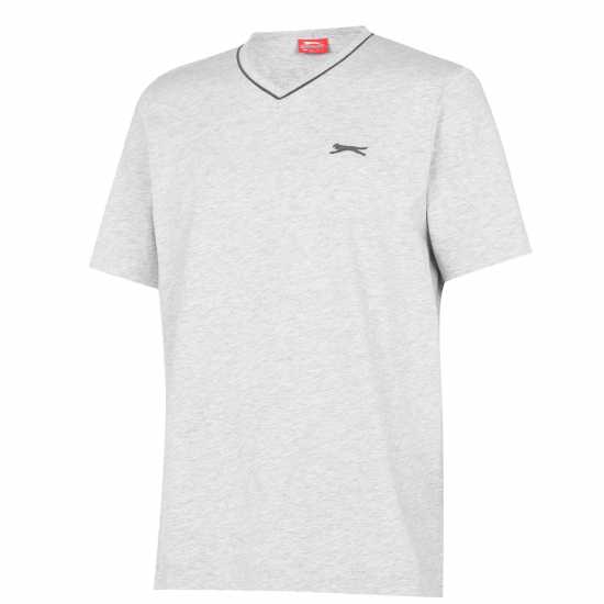 Slazenger Мъжка Тениска V Neck T Shirt Mens Grey Marl Мъжко облекло за едри хора