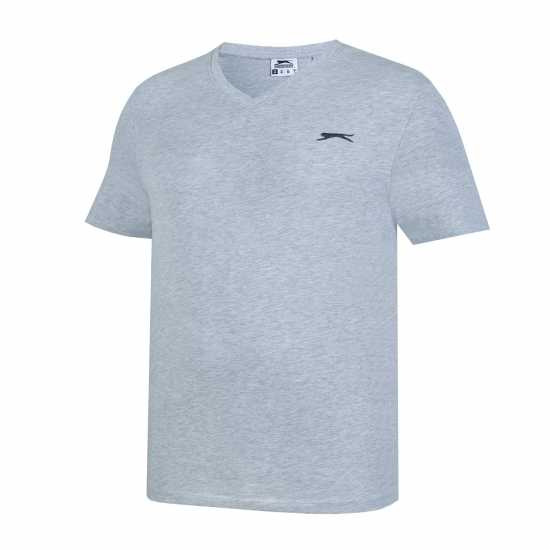 Slazenger Мъжка Тениска V Neck T Shirt Mens Grey Marl Мъжко облекло за едри хора