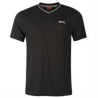 Slazenger Мъжка Тениска V Neck T Shirt Mens Тъмно сиво марл Мъжко облекло за едри хора