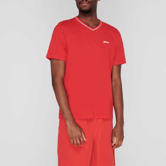 Slazenger Мъжка Тениска V Neck T Shirt Mens Прахосана лавандула Мъжки тениски и фланелки