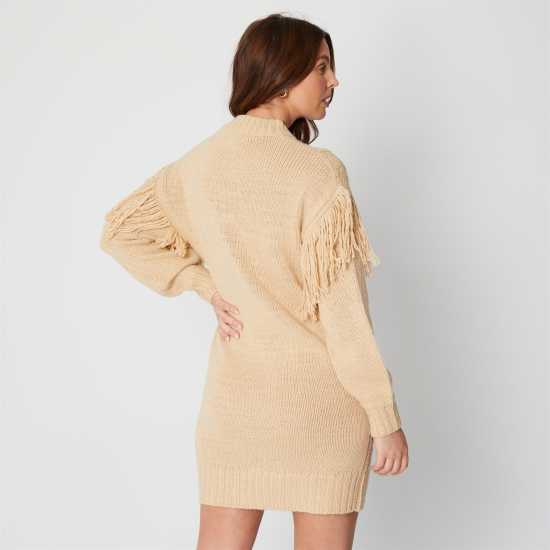 Be You Fringe Detail Cable Jumper Dress  
