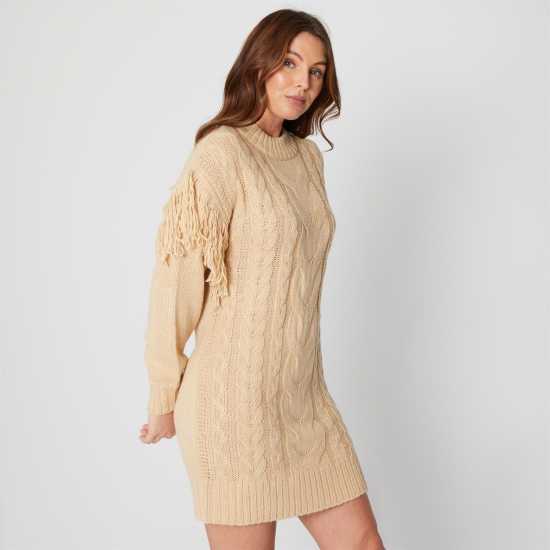 Be You Fringe Detail Cable Jumper Dress  