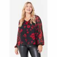You Ruffle Neck Floral Blouse