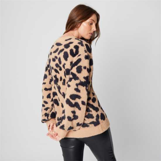 Блуза С Обло Деколте Be You Women's Premium Eyelash Animal Brown Crew Neck Jumper Блуза С Обло Деколте Be You Women's Premium Eyelash Animal Brown Crew Neck Jumper