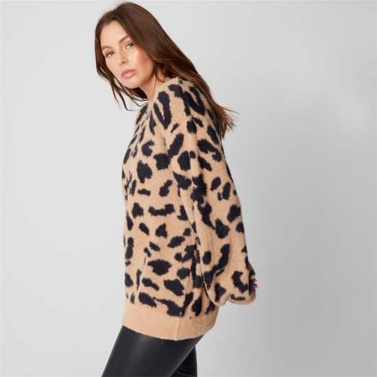 Блуза С Обло Деколте Be You Women's Premium Eyelash Animal Brown Crew Neck Jumper Блуза С Обло Деколте Be You Women's Premium Eyelash Animal Brown Crew Neck Jumper