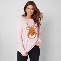 Коледен Пуловер Xmas Jumper Pink  Дамски пуловери и жилетки