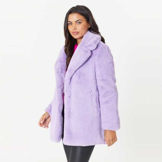 Яке Изкуствена Кожа Lilac Faux Fur Jacket  Дамски грейки
