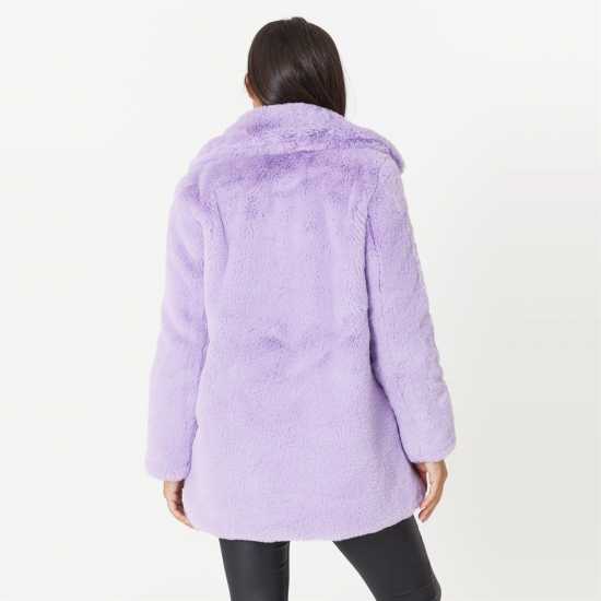 Яке Изкуствена Кожа Lilac Faux Fur Jacket  Дамски грейки