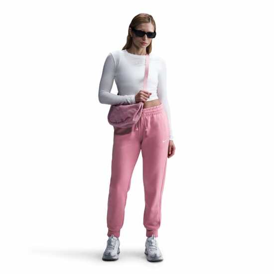 Nike Sportswear Phoenix Fleece Women's Mid-Rise Sweatpants Розово/Бяло Nike Sportswear Phoenix Fleece Women's Mid-Rise Sweatpants Розово/Бяло
