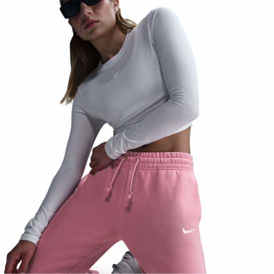Nike Sportswear Phoenix Fleece Women's Mid-Rise Sweatpants Розово/Бяло Nike Sportswear Phoenix Fleece Women's Mid-Rise Sweatpants Розово/Бяло