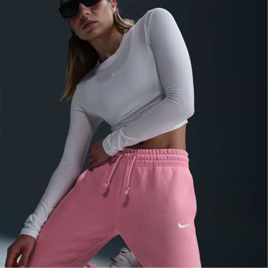 Nike Sportswear Phoenix Fleece Women's Mid-Rise Sweatpants Розово/Бяло Nike Sportswear Phoenix Fleece Women's Mid-Rise Sweatpants Розово/Бяло