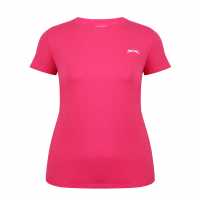 Slazenger Neck Tee Womens Ярко розово Дамски тениски с яка
