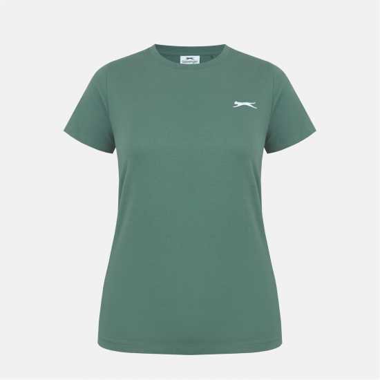 Slazenger Neck Tee Womens Khaki Дамски тениски и фланелки