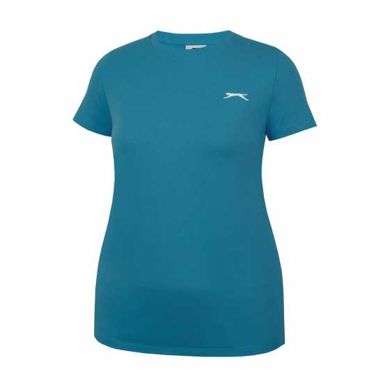 Slazenger Neck Tee Womens Синьо-зелено Дамски тениски и фланелки
