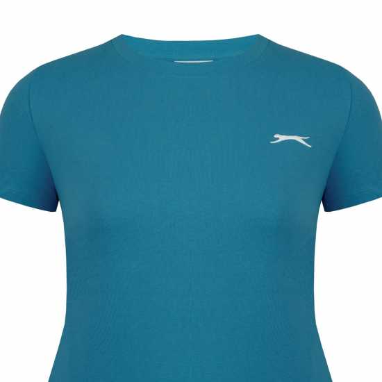 Slazenger Neck Tee Womens Синьо-зелено Дамски тениски и фланелки