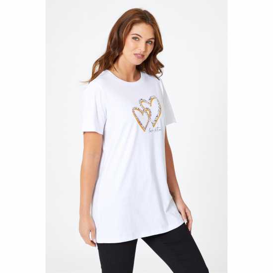 Be You Oversized Heart Slogan T-Shirt  Дамски тениски и фланелки