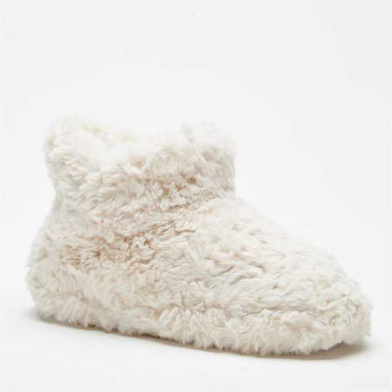 Cream Faux Fur Slipper Boots  Дамски грейки