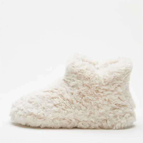 Cream Faux Fur Slipper Boots  Дамски грейки