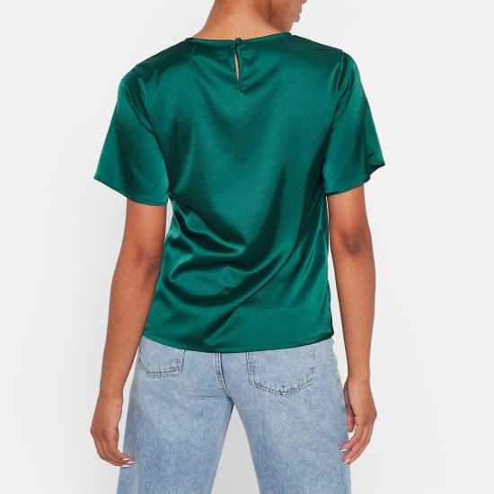 Тениска I Saw It First Pocket Front Satin T Shirt Emerald Дамски ризи и тениски