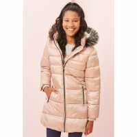 Ватирано Яке Girls Pink Faux Fur High Shine Padded Jacket  Детски якета и палта