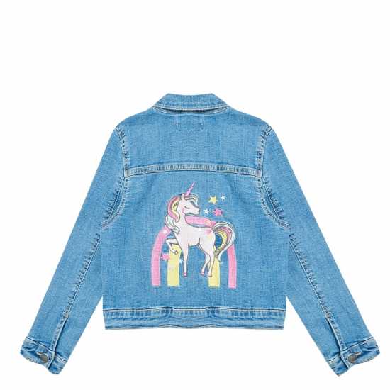 Дънково Яке Girls Unicorn Denim Jacket Blue  - Детски якета и палта