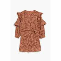 Be You Younger Girls Leopard Frill Dress  Детски поли и рокли