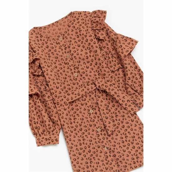 Be You Younger Girls Leopard Frill Dress  Детски поли и рокли