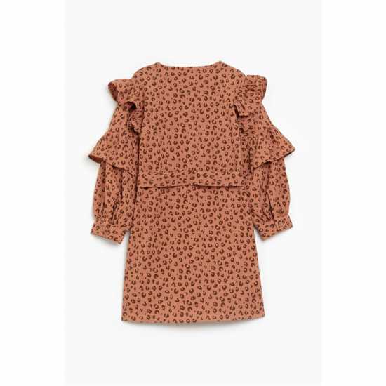 Be You Younger Girls Leopard Frill Dress  Детски поли и рокли