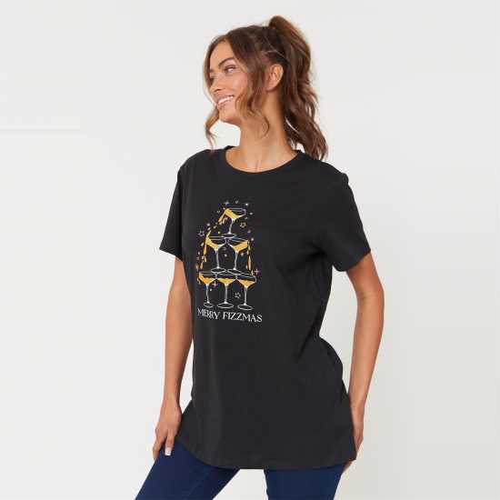 Merry Fizzmass Slogan T-Shirt  Дамски тениски и фланелки