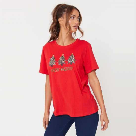 Very Mery Slogan T-Shirt  - Дамски тениски и фланелки