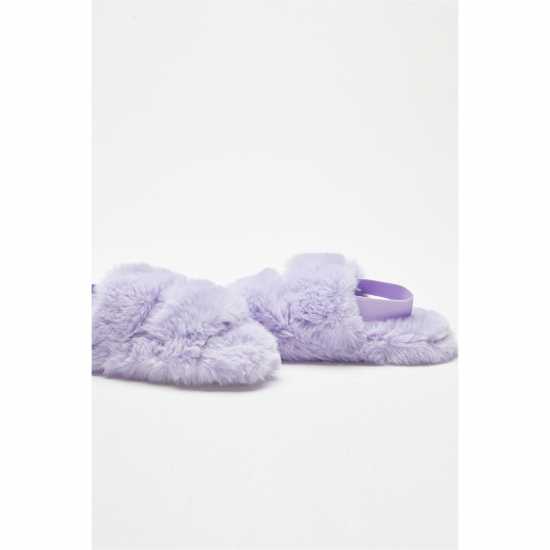 Fur Sling Back Lilac Slippers  Дамски грейки