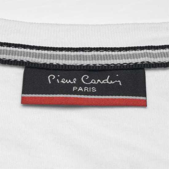Pierre Cardin Мъжка Тениска V Neck T Shirt Mens White - Мъжко облекло за едри хора