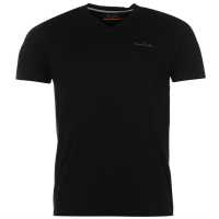 Pierre Cardin Мъжка Тениска V Neck T Shirt Mens Black Мъжко облекло за едри хора