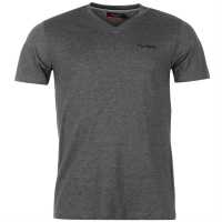 Pierre Cardin Мъжка Тениска V Neck T Shirt Mens Charcoal Marl Мъжко облекло за едри хора