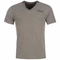 Firetrap Мъжка Тениска Striding V Neck T Shirt Mens Grey Marl Мъжко облекло за едри хора