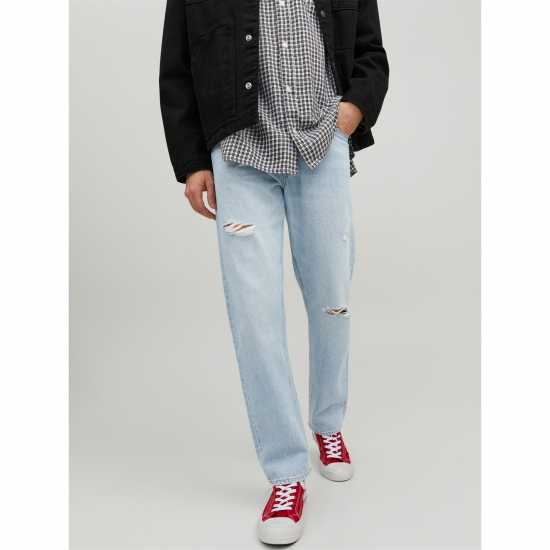 Jack And Jones Men's Chris Ripped Straight Leg Jeans  