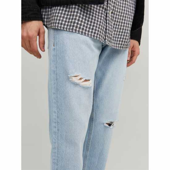 Jack And Jones Men's Chris Ripped Straight Leg Jeans  