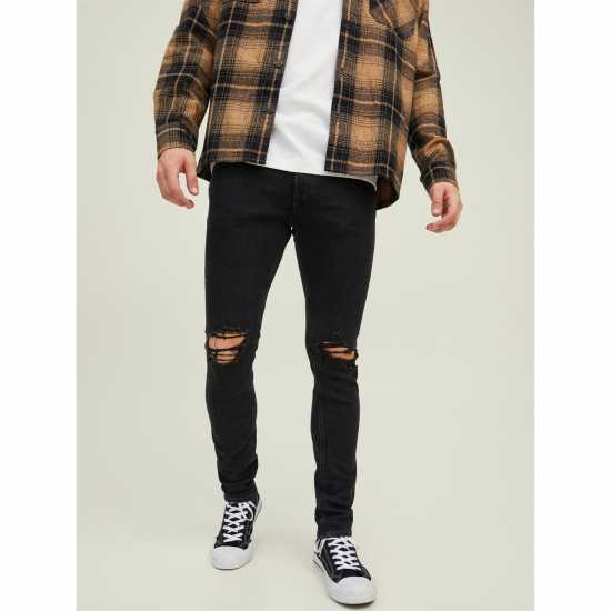 Jack And Jones Men's Liam Slim Fit Ripped Straight Leg Jeans  