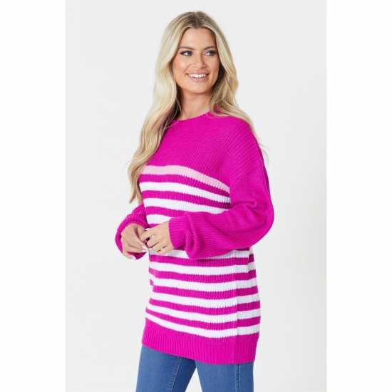 Stripe Pink Jumper  Дамски пуловери и жилетки