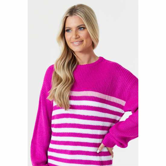 Stripe Pink Jumper  Дамски пуловери и жилетки
